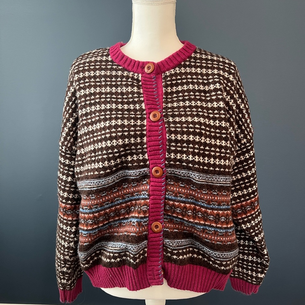 Sundance Brown and Pink Patterned Cardigan